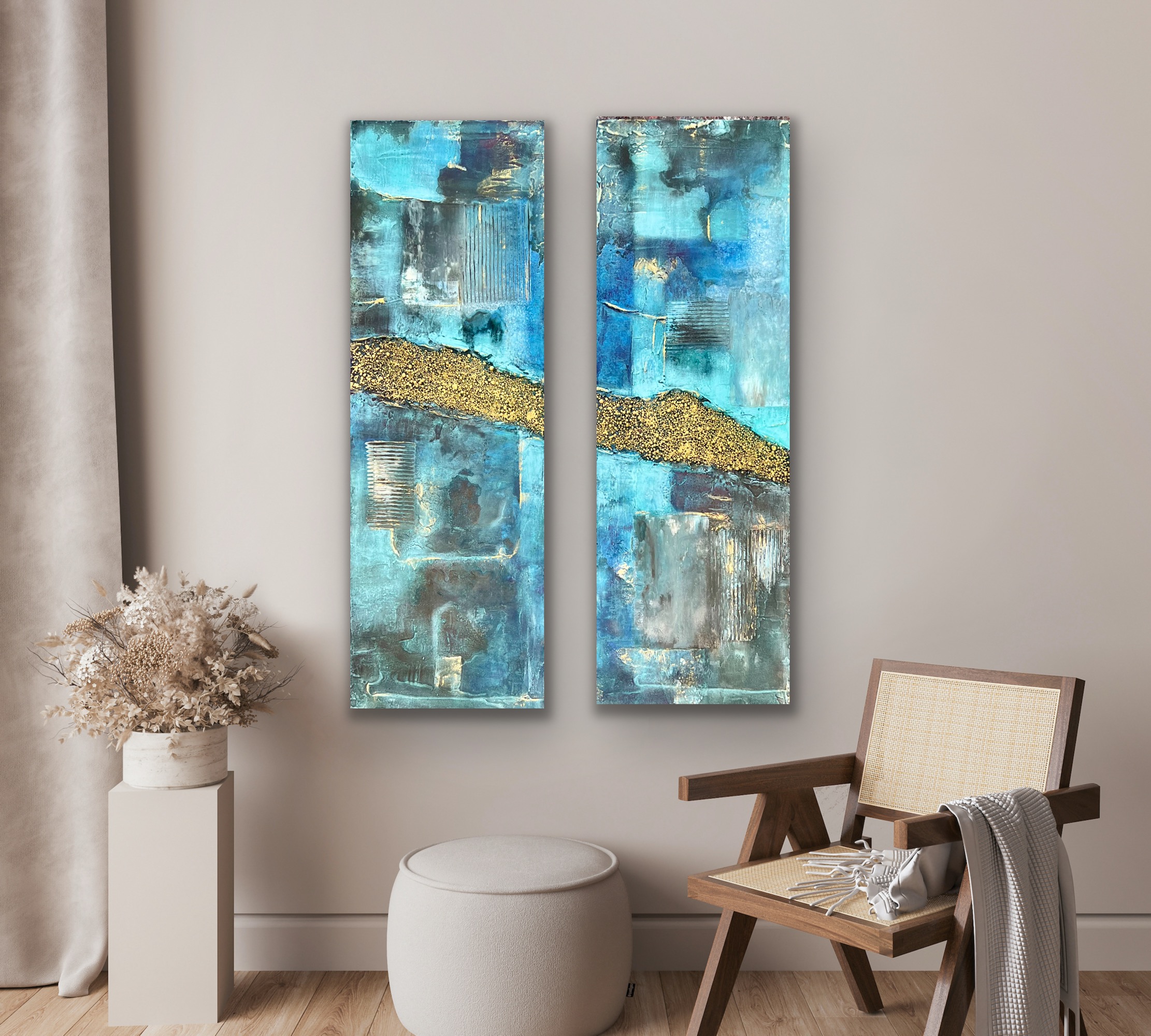 "Gylne Horisont I & II", 30x90 x 2, Deep Edge. Kr. 3.100,- for ett bilde, kr. 6.000,- for begge (eks. innramming) - Image 4