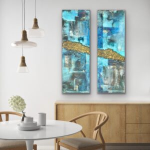 "Gylne Horisont I & II", 30x90 x 2, Deep Edge. Kr. 3.100,- for ett bilde, kr. 6.000,- for begge (eks. innramming)